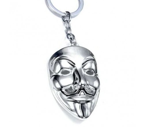Silver Joker Face Metal Keychain